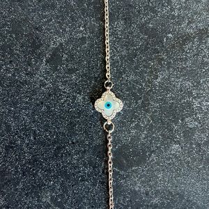 Evil Eye Silver clover Necklace